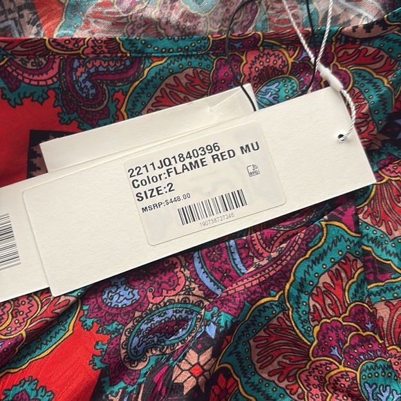 VERONICA BEARD Paisley Print w/ Puff Sleeve Plunge Neckline Blouse  Size 2 NWT - Picture 12 of 12